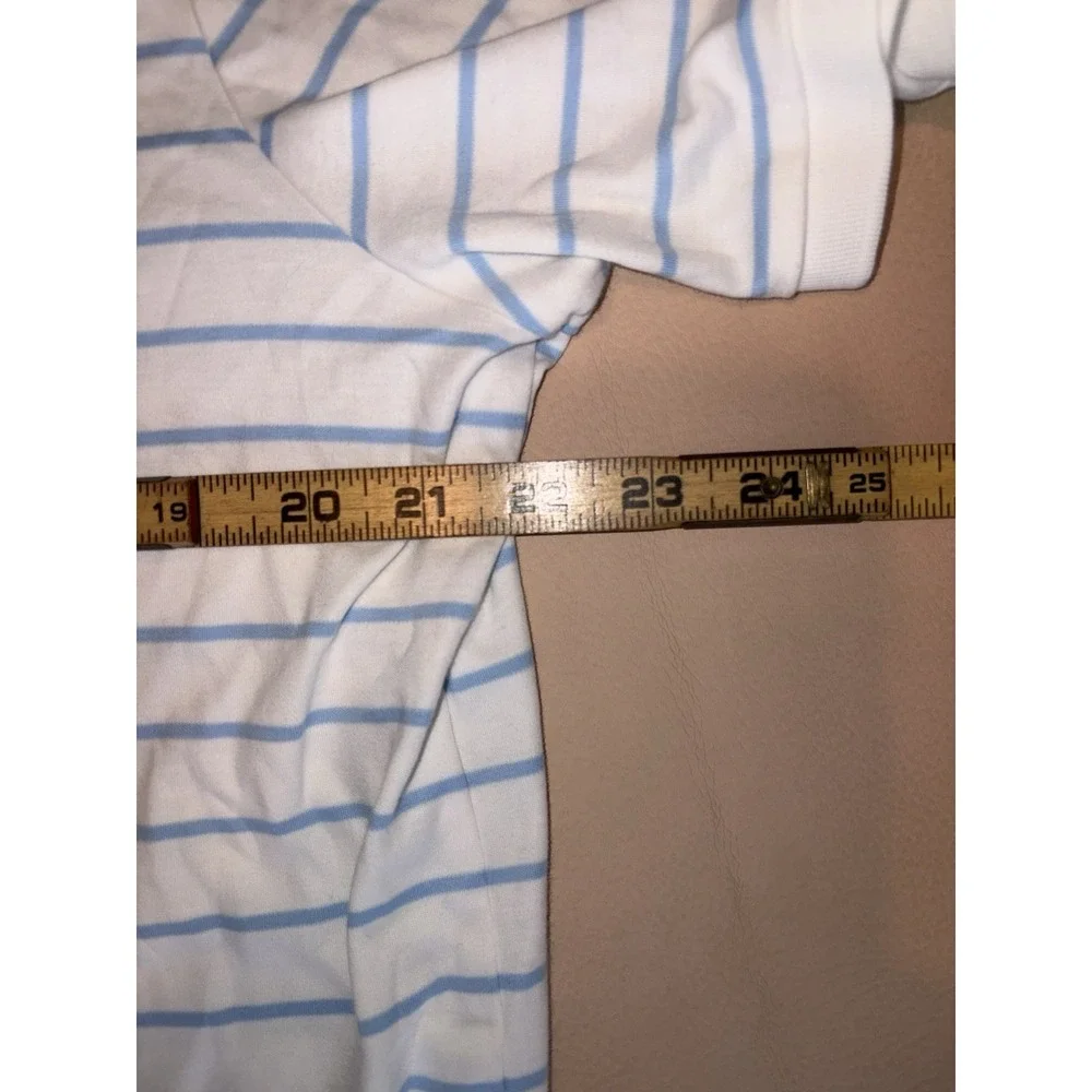 Polo Ralph Lauren Polo Shirt White Blue  Striped Large Flesh Pony Classic Fit